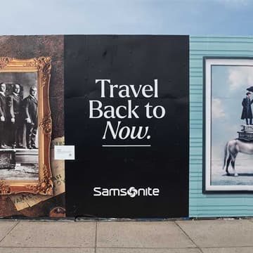 out of home wall advertising samsonite travel back in time