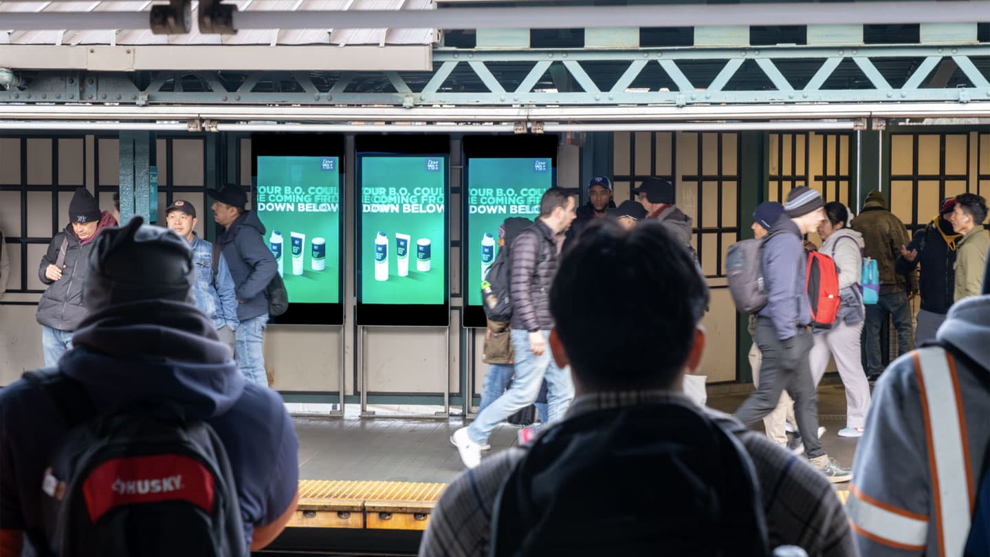 dove men out of home advertising subway digital ooh