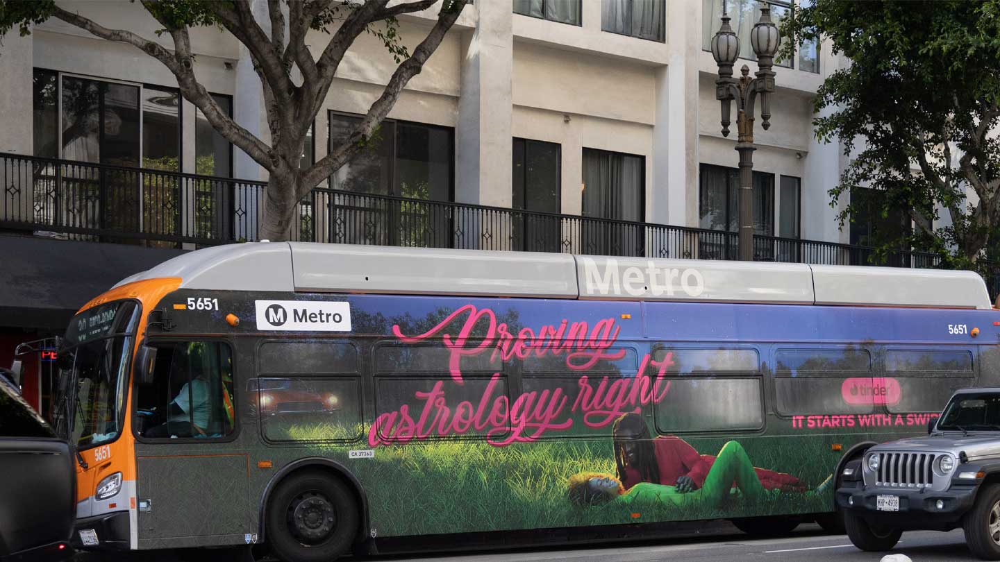 out of home bus advertising los angeles california tinder