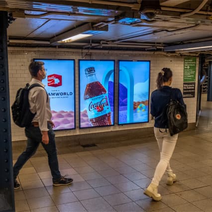 digital liveboard mta out of home advertising in subway station in new york city